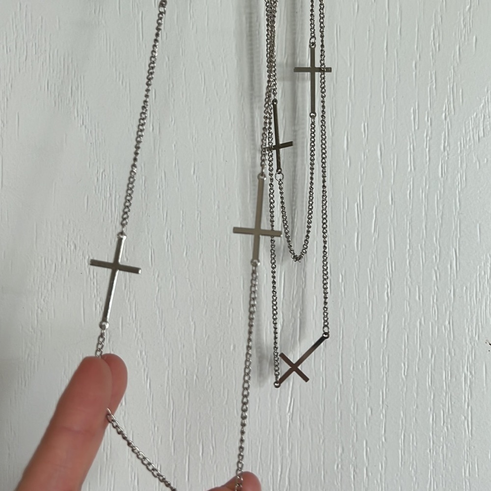 Silver Cross Multi Necklace - Picture 4 of 5